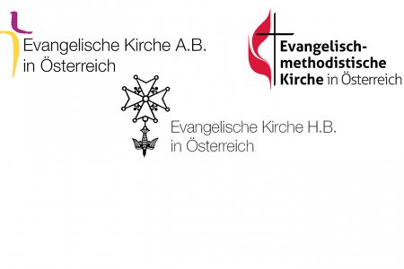 drei Logos - eines der Evangelischen Kirche H.B., eines der  Evangelischen Kirche A.B. und eines der Methodisten