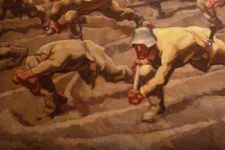 Künstlerisches Zeugnis des Ersten Weltkriegs: Albin Egger-Lienz&#039; Gemälde &quot;Nordfrankreich, 1917&quot; (Detail). Foto: wikimedia/Ji-Elle
