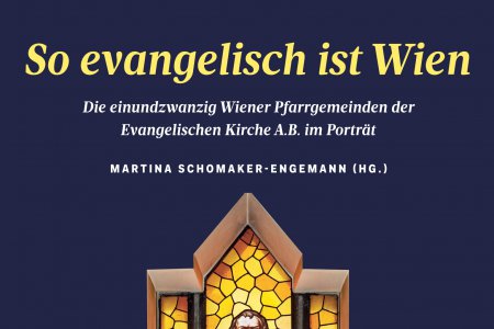 Das Buch-Cover zeigt ein Kirchenfenster der Kreuzkirche in Wien-Hietzing, auf dem Martin Luther zu sehen ist.