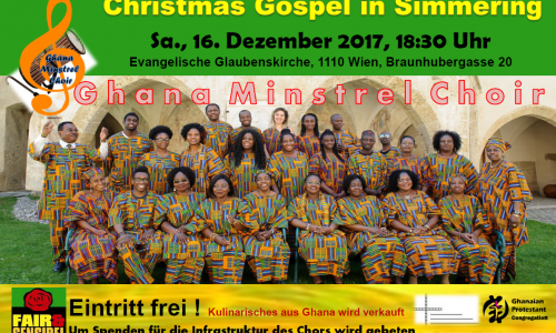 Der Ghana Minstrel Choir in seinen bunten afrikanischen Gewändern gekleidet