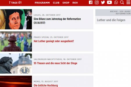 Beiträge zum Ö1-Schwerpunkt anlässlich des Reformationsjubiläums können online nachgehört werden. Foto: Ö1/Screenshot