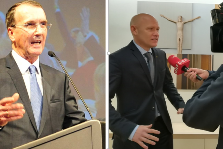 Die gesetzliche Neuregelung sei ein &quot;harter Schlag für die Evangelischen&quot;, sagen Synodenpräsident Peter Krömer (li.) und Wiens Superintendent Matthias Geist. Fotos: epd/Uschmann und M.Schomaker