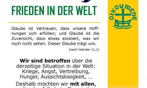 Ökumenisches Friedensgebet in der Donaustadt - immer am 12. des Monats