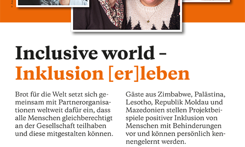 Plakat des Brot für die Welt Inklusionsfest: Inclusive world – Inklusion [er]leben