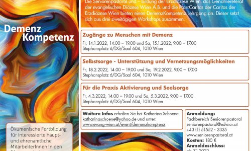 Inserat Ökumenische Fortbildung für interessierte haupt und ehrenamtliche MitarbeiterInnen in den Pfarrgemeinden