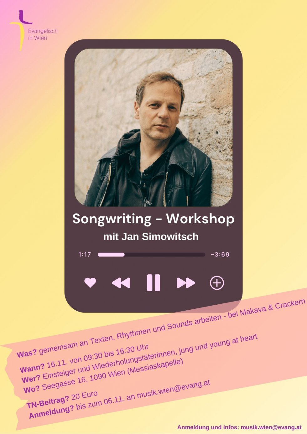 Plakat der Veranstaltung Songwriting - Workshop mit Jan Simowitsch
