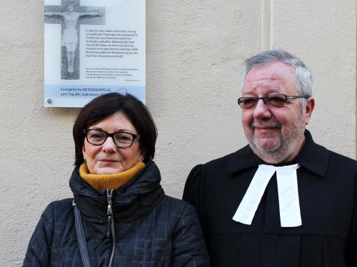 Die Direktorin der Evangelischen Akademie Wien Dr. Kirsten Beuth und Gemeindepfarrer Mag. Harald Geschl