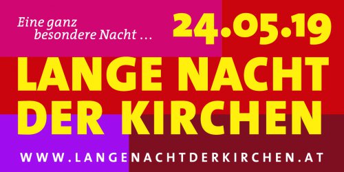 Eine besondere Nacht: Die Lange Nacht der Kirchen. Halten Sie nach diesem roten Logo Ausschau!