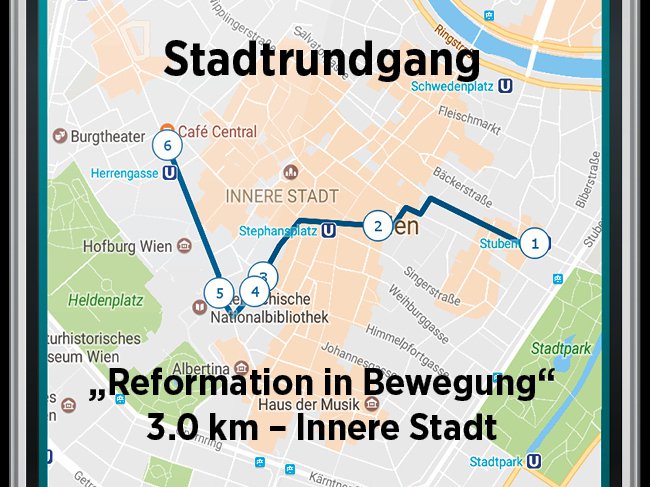 Ein Blick auf die Route des Stadtspaziergangs "Reformation in Bewegung" Ein Blick auf die Route des Stadtspaziergangs "Reformation in Bewegung"