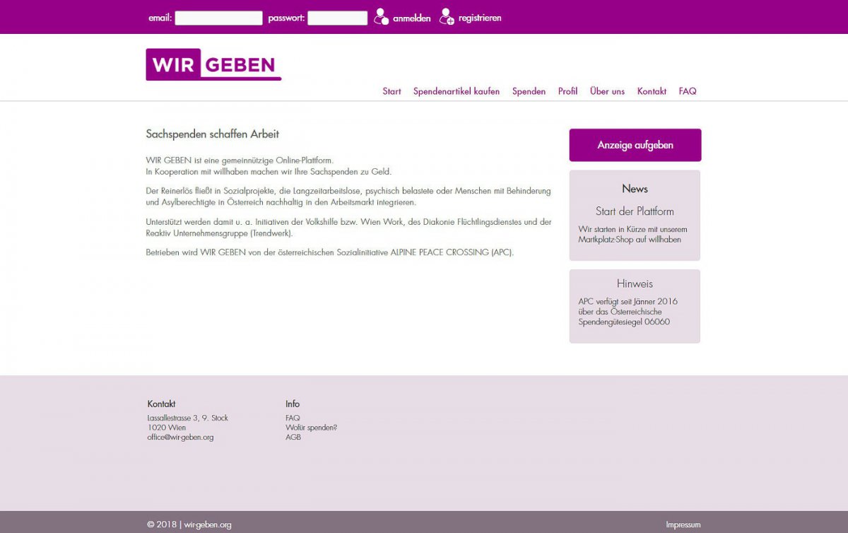 Die neue Plattform wir-geben.org macht Sachspenden zu Geld. Die neue Plattform wir-geben.org macht Sachspenden zu Geld.