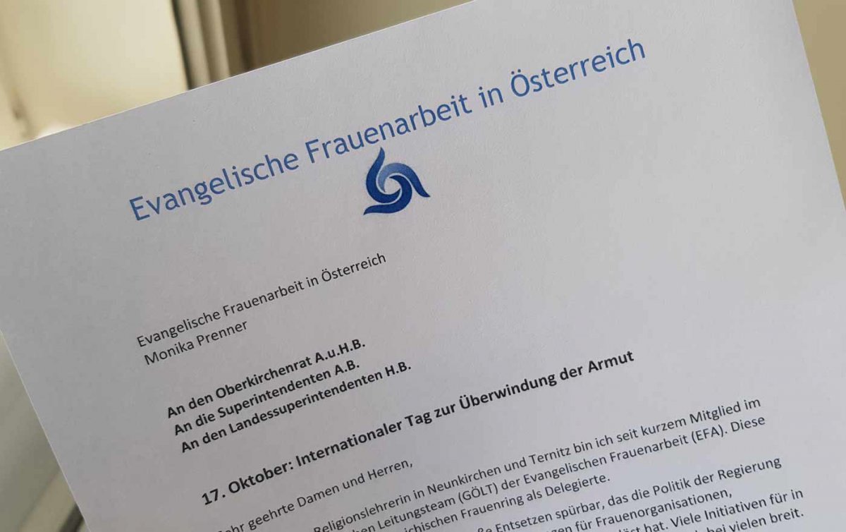 Richtet sich zum Tag zur Überwindung der Armut an die Kirchenleitung: die Evangelische Frauenarbeit. Foto: epd/Michael Windisch Richtet sich zum Tag zur Überwindung der Armut an die Kirchenleitung: die Evangelische Frauenarbeit. Foto: epd/Michael Windisch