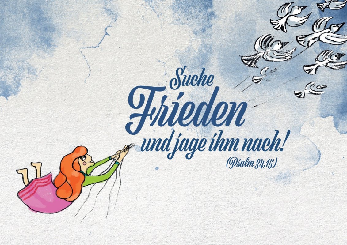 "Der Frieden stellt sich nicht von selbst ein, ja er scheint sich zu verstecken wie ein scheues Tier. Ihm nachjagen – das klingt widersprüchlich. Und doch ist der Friede etwas, worum wir kämpfen müssen." Illustration: Heidrun Kogler "Der Frieden stellt sich nicht von selbst ein, ja er scheint sich zu verstecken wie ein scheues Tier. Ihm nachjagen – das klingt widersprüchlich. Und doch ist der Friede etwas, worum wir kämpfen müssen." Illustration: Heidrun Kogler