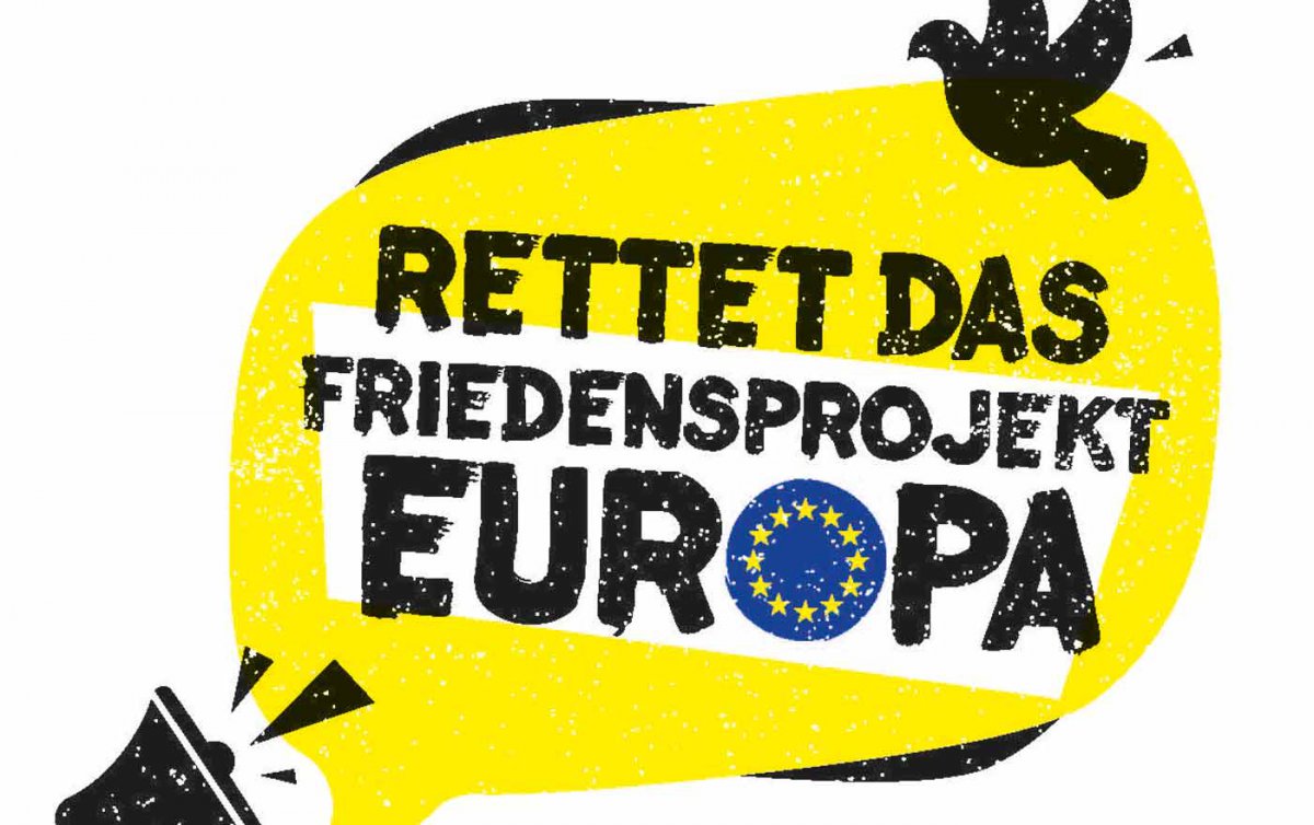 10 Milliarden Euro für Frieden und Demokratie statt 13 Milliarden für den EU-Verteidigungsfonds fordert das Bündnis "Rettet das Friedensprojekt Europa" für den Haushaltsplan 2021-2027. Foto: Rettet das Friedensprojekt Europa 10 Milliarden Euro für Frieden und Demokratie statt 13 Milliarden für den EU-Verteidigungsfonds fordert das Bündnis "Rettet das Friedensprojekt Europa" für den Haushaltsplan 2021-2027. Foto: Rettet das Friedensprojekt Europa