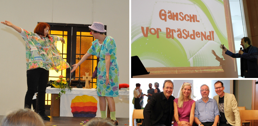 Pfarrerin Gabiele Lang-Czedik (links) und Pfarrer Harald Geschl (2. von rechts, unten) treten in den Ruhestand. Fotos: Beste/Schomaker Pfarrerin Gabiele Lang-Czedik (links) und Pfarrer Harald Geschl (2. von rechts, unten) treten in den Ruhestand. Fotos: Beste/Schomaker
