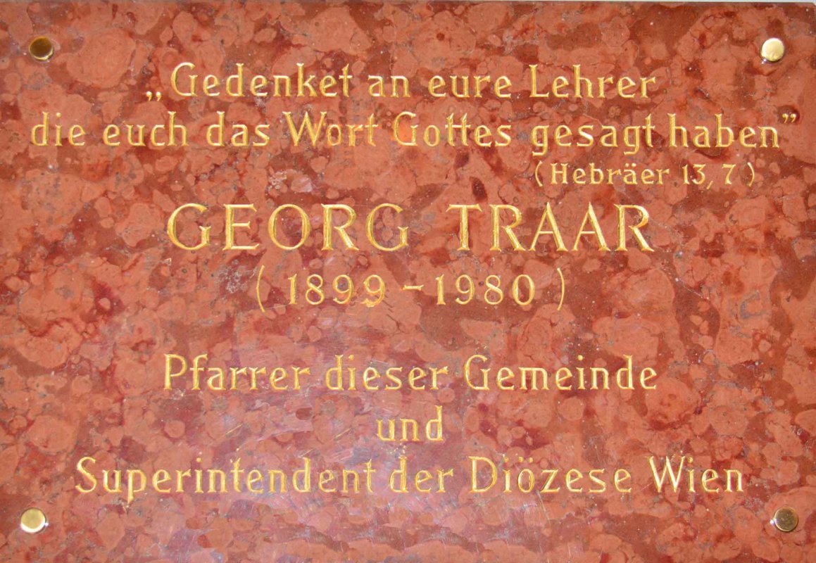 Eine Gedenktafel in der Lutherischen Stadtkirche in Wien erinnert an den Superintendenten von 1947 bis 1972. Foto: wikimedia/GuentherZ/cc by sa 3.0 Eine Gedenktafel in der Lutherischen Stadtkirche in Wien erinnert an den Superintendenten von 1947 bis 1972. Foto: wikimedia/GuentherZ/cc by sa 3.0