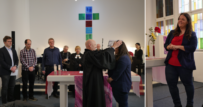 Angelina Ahrens empfängt den Segen von Superintendent Matthias Geist. Fotos: Evang. Kirche / Schomaker Angelina Ahrens empfängt den Segen von Superintendent Matthias Geist. Fotos: Evang. Kirche / Schomaker