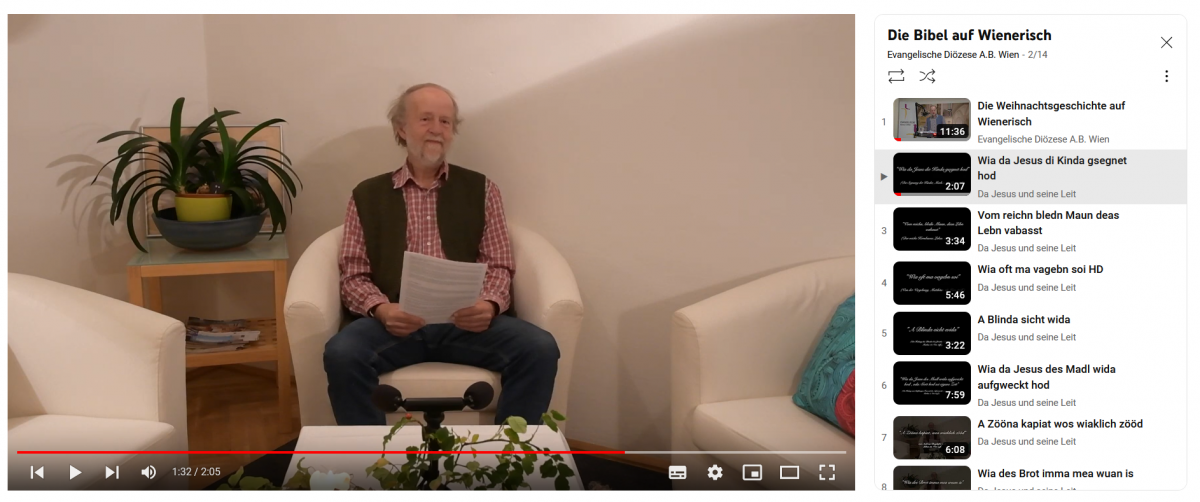 Andreas Berghöfer liest Bibeltexte im Wiener Dialekt - zu finden auf YouTube. Foto: YouTube/Screenshot Andreas Berghöfer liest Bibeltexte im Wiener Dialekt - zu finden auf YouTube. Foto: YouTube/Screenshot